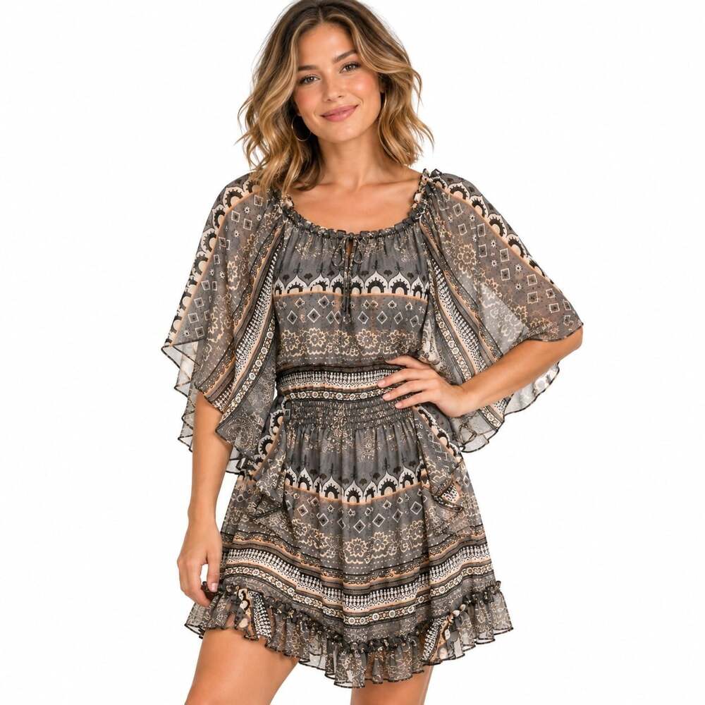 Angie Women's Top Sheer Forest Dark Fairy Grunge Bloomcore Boho Medium NWT K51